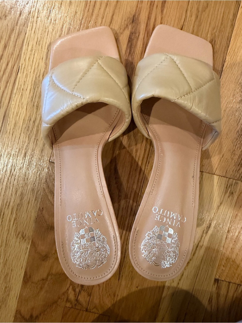 Vince Camuto Quilted Cream Slide Mules